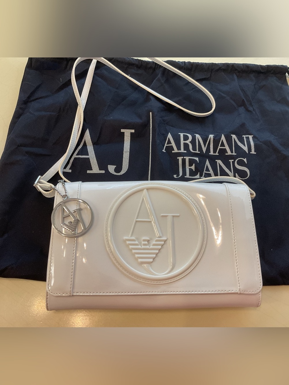 Armani Jeans Rj Small Patent Crossbody with logo bag
